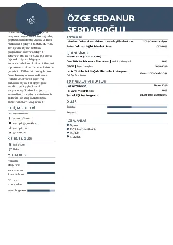 Acil Tıp Teknisyeni CV Örnekleri cv indir